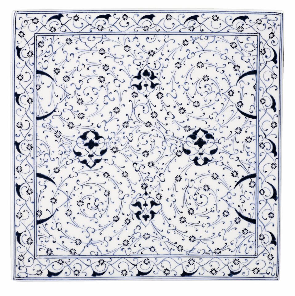 Haliç Desen Kare Tabak 34 cm x 34 cm