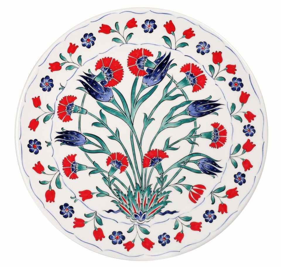 Lale Karanfil Yuvarlak Tabak