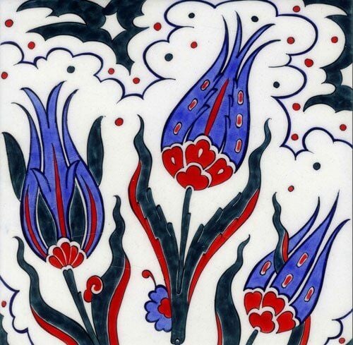 White Background Triple Tulip Tile