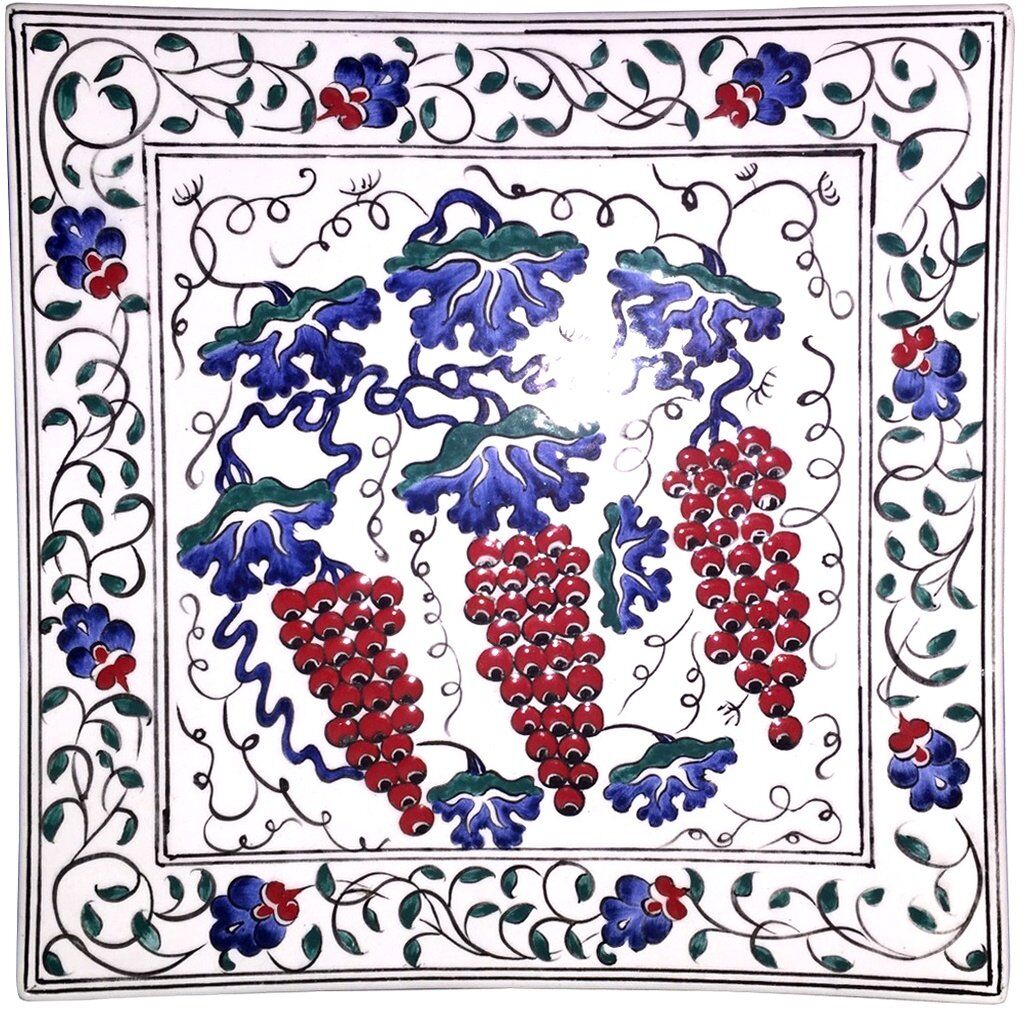 Square Plate with Grapes