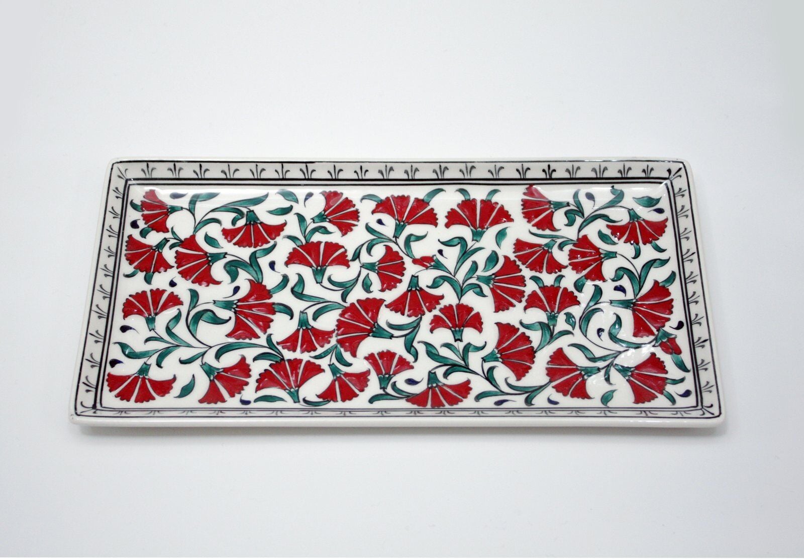 Rectangular Plate with Carnation Pattern
