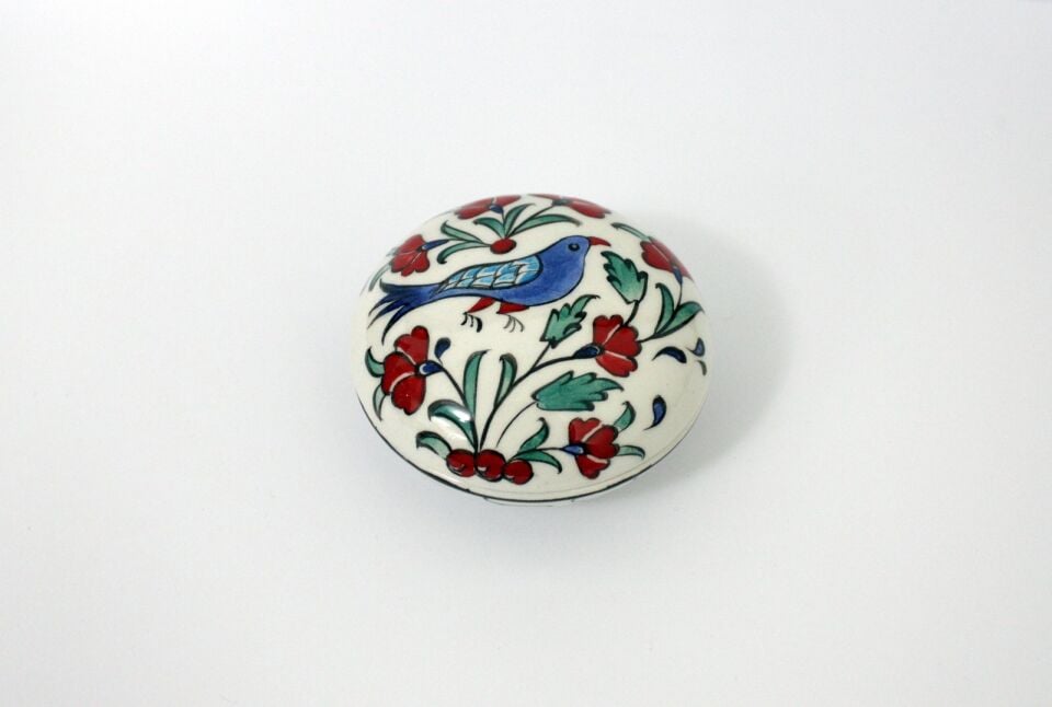 Kuşlu Desenli Kapaklı Kase